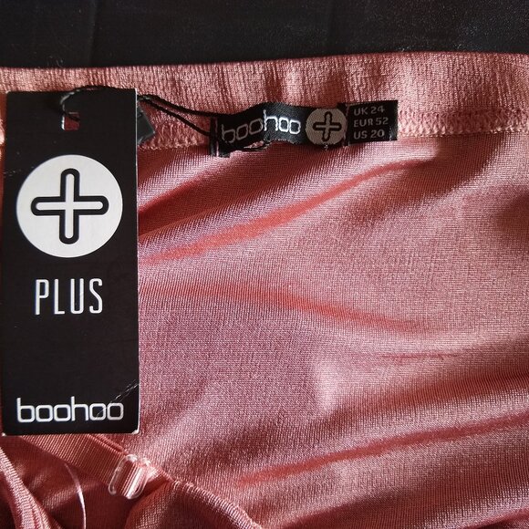 boohoo Rose Pink Plus Lois Asymmetric Midi Dress - Picture 5 of 6